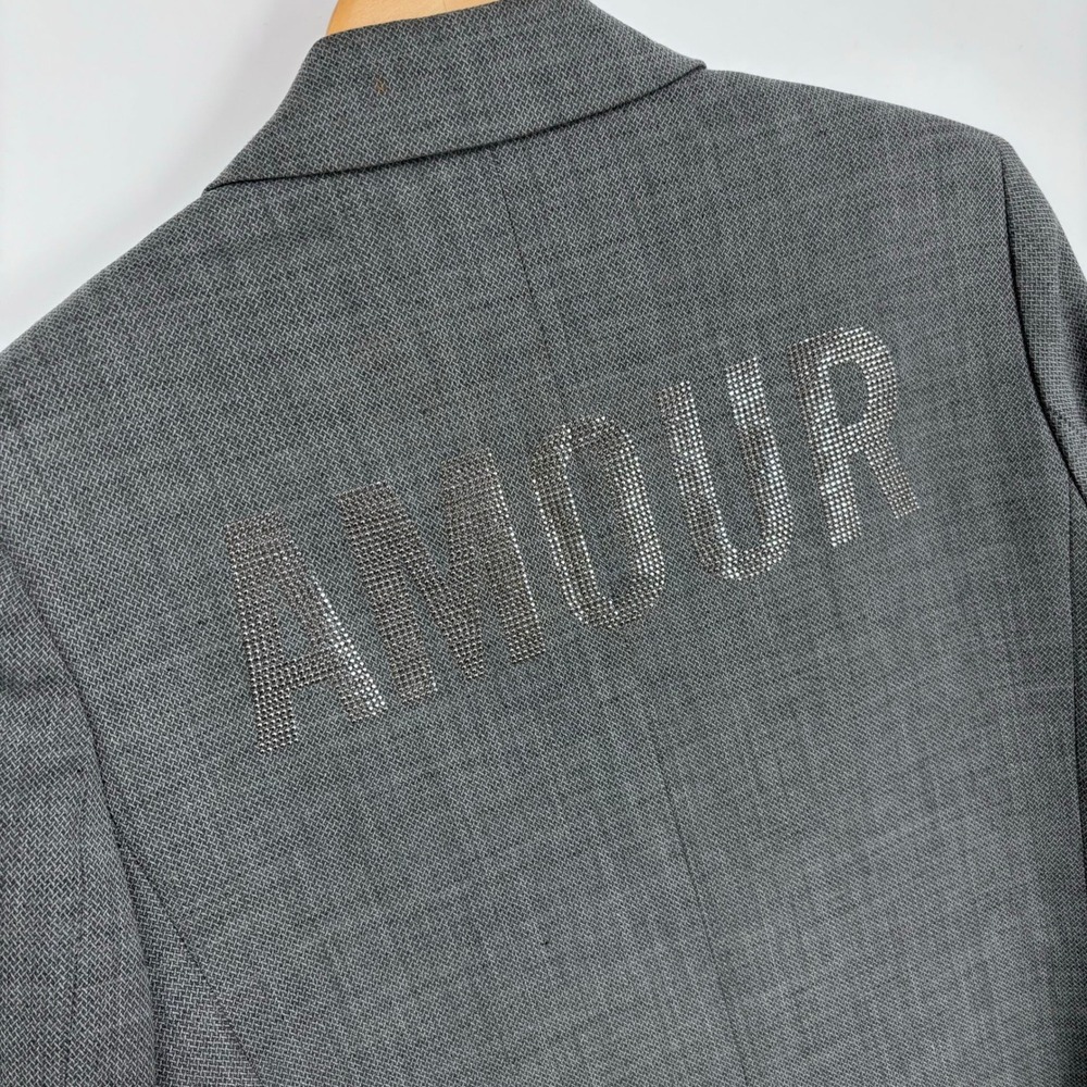 Zadig & Voltaire Viva Amour Strass Jacket Blazer Womens 42 Grey Rhinestone